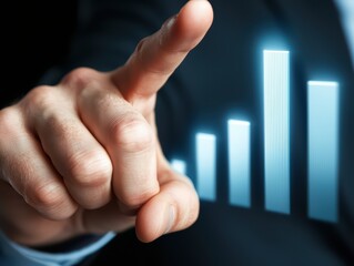 Poster - Professional Businessman Analyzing Data Trends with Digital Chart Growth Indicators