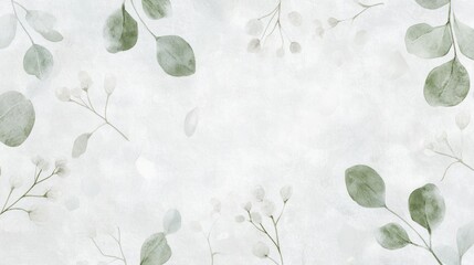Poster - A Watercolor Painting Displays Delicate Eucalyptus And Small White Flowers