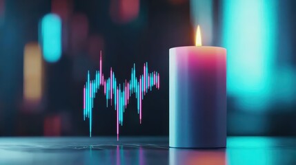 Poster - Blue Candlestick Chart with Market Analysis and Financial Data Visualization