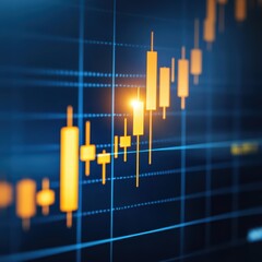 Poster - Blue Candlestick Chart Illustrating Stock Market Trends and Financial Analysis Concepts