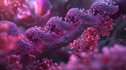 Poster - A detailed view of a complex structure in purple and pink