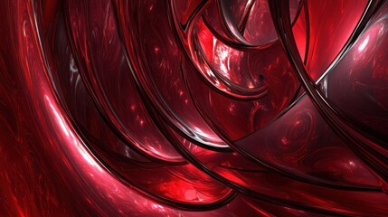 Poster - Abstract red shapes and curves create flowing and sleek composition