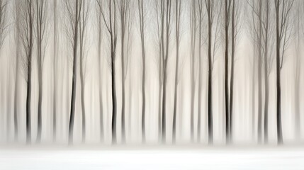 Poster - Bare trees are standing in a blurred and wintery landscape