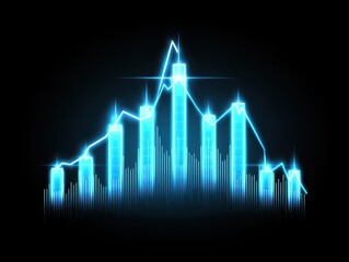 Poster - Closeup of Financial Chart with Uptrend Line and Candlestick Patterns on Dark Background