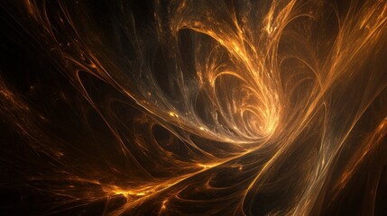 Poster - Abstract illustration of swirling flames and golden smoke patterns