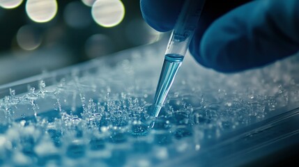 Poster - A Pipette Is Dispensing Liquid Into a Multiwell Plate