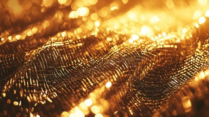 Poster - Shimmering golden fabric with radiant light and bright highlights
