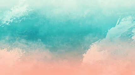 Poster - Teal and coral abstract watercolor painting with artistic brushstrokes