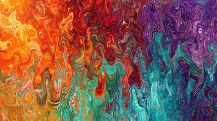 Poster - An Abstract Painting Depicting Colors Mixed in Swirling Patterns