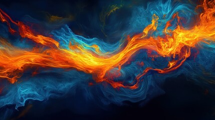 Poster - Abstract representation of flowing fire and water blending beautifully together