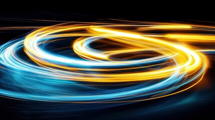 Poster - Abstract image of bright colorful light trails on a black background