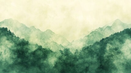 Poster - Green Haze Over Lush Mountain Ranges Presenting Scenic Landscape