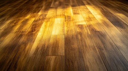 Poster - Close view showing warm wooden flooring with strong lighting from above