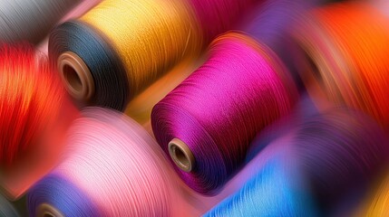 Fototapete - Spools of thread in various colors provide vibrant background