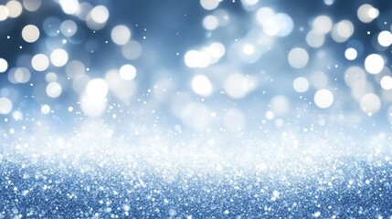 Poster - Sparkly blue light bokeh effect with many tiny dots floating