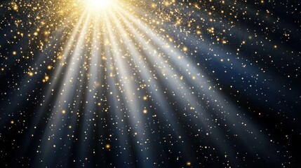 Poster - A golden glow of light radiating through a dark sky