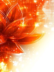 Poster - abstract floral design with luminous orange petals and glittering accents