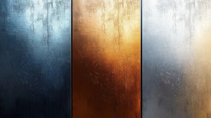 Poster - Three distinct metallic textured panels with various color hues