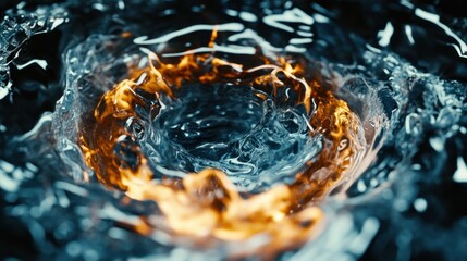 Poster - Flowing water surrounded by fiery elements creates beautiful contrasts of colors