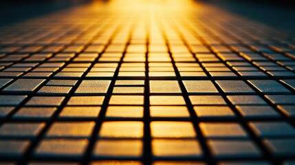 Poster - An illuminated perspective of an abstract tiled surface