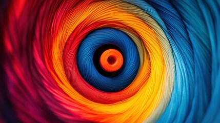 Poster - Vibrant colored yarn arranged in a spiral artistic composition
