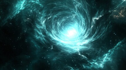 Poster - An illustrative spiral galaxy surrounded by shining cosmic nebulae patterns