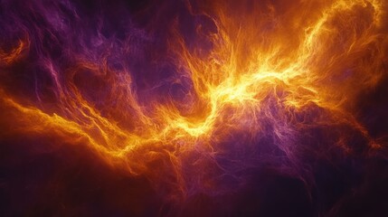 Poster - Fiery Nebula Displays Intense Colors And Energetic Patterns Across Canvas