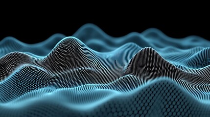 Poster - Abstract wave structure formed by blue digital light dots surface
