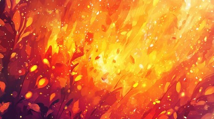Poster - A Beautiful Abstract Painting Depicting Fire and Burning Leaves