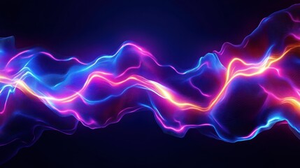 Poster - Abstract illustration featuring flowing light lines in vibrant color combinations