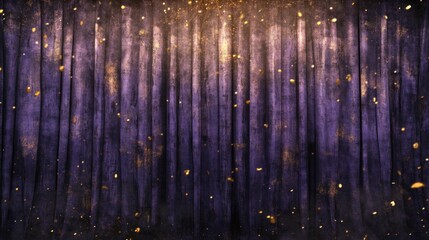 Poster - Elegant Purple Curtains Decorated With Glittering Gold Particles
