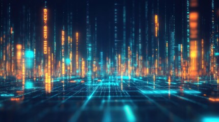 Poster - Digital abstract artwork showing flowing data and information streams