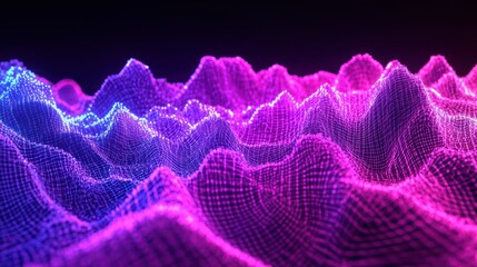 Poster - A vibrant neon digital rendering of an abstract landscape