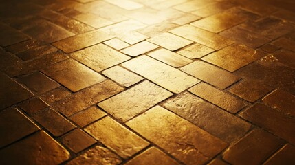 Poster - A golden brick floor shows detail under the light