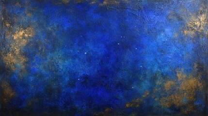 Blue starry night sky with gold and textured effects