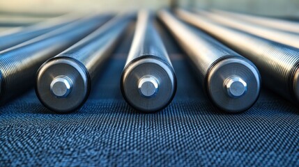 Poster - Several Metallic Cylinders Are Arranged on a Textured Surface