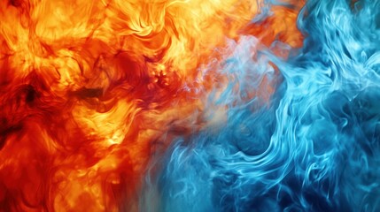 Poster - Burning Flames Of Fire and Ice Displaying Contrasting Warmth and Coolness