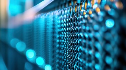 Poster - A close up view of metal objects in blue and gold