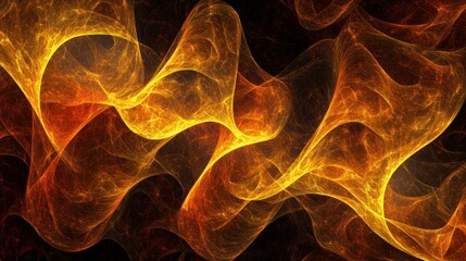 Poster - Warm yellow and orange abstract patterns flowing across a canvas