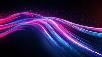 Poster - Vibrant Wavy Lines Glowing Against A Dark Abstract Background