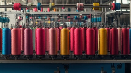Poster - Colorful spools of thread are used in the manufacturing industry