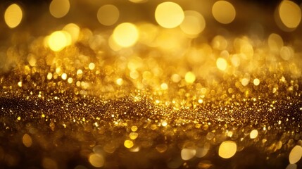 Glittering gold sparkling bokeh creates a beautiful festive abstract background pattern