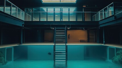Poster - This luxurious swimming pool structure has an elevated view of the inside