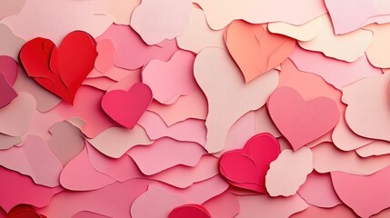 Poster - Colorful Paper Hearts And Petals Create A Soft Romantic Texture