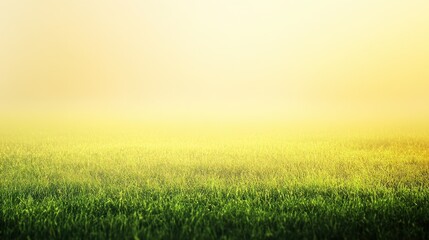 Poster - Lush Green Field Under a Bright Sunny and Hazy Sky