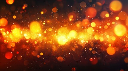Aufkleber - Golden bokeh lights against a dark and hazy background