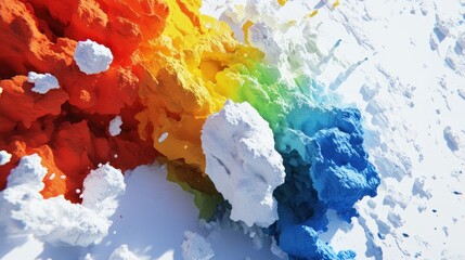 Poster - Colorful pigments and paint abstractly arranged in a rainbow pattern