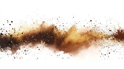 Aufkleber - An explosion of brown and gold powder against a white background
