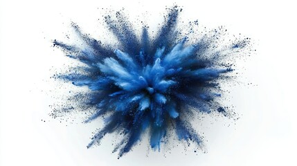 Aufkleber - A stunning explosion of blue powder on a white background