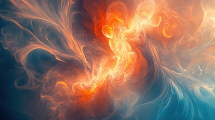 Poster - A colorful and abstract painting showing fire like patterns